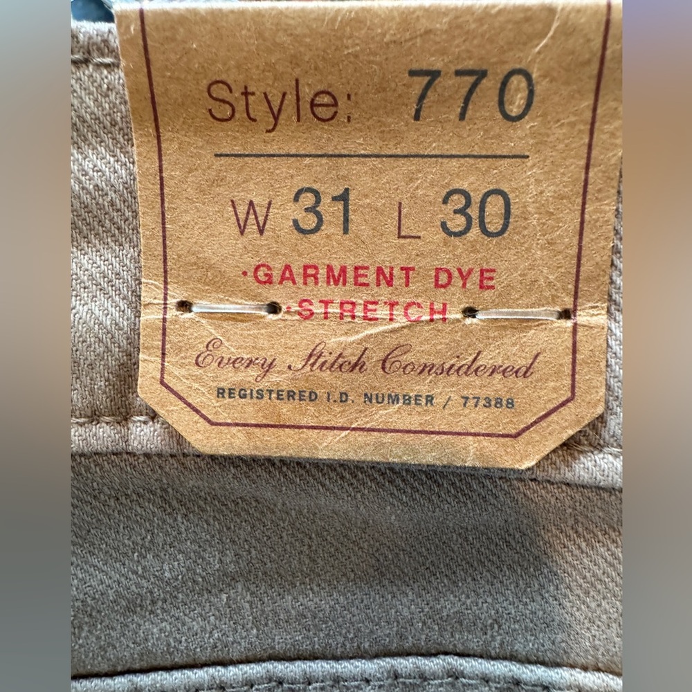 J. Crew 770 Straight-Fit Stretch Garment-Dyed 5-Pocket pant.Khaki. W 31 NWT/$118 - Picture 11 of 13